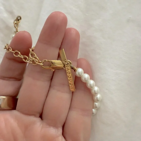 Lele Sadoughi Gold Lace Heart Pearl Necklace - Picture 3 of 3